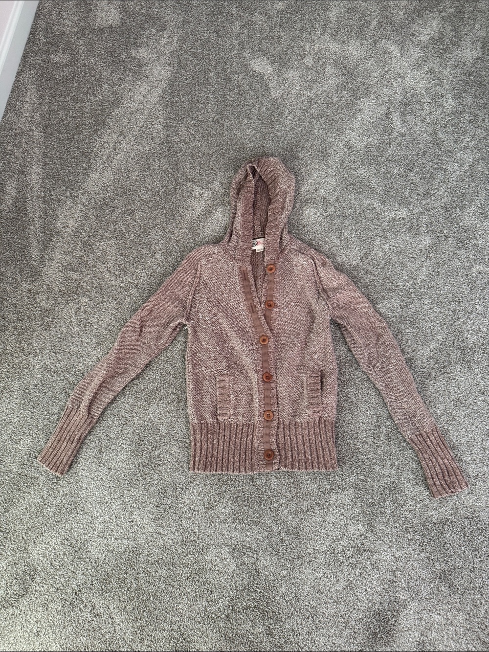Hooded Button-Front Women's Cardigan Sweater - Mauve Pink